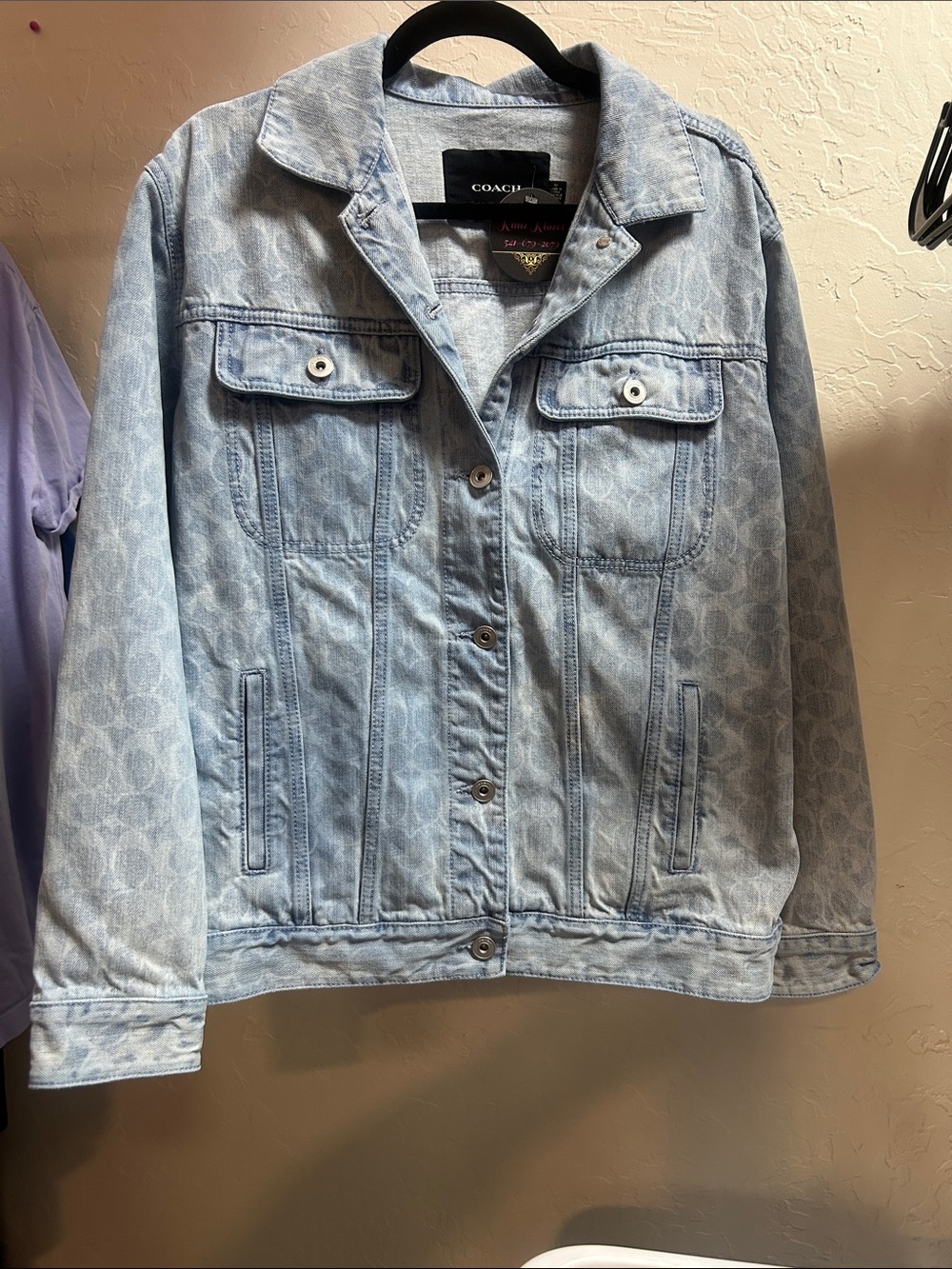 Coach Light Blue Logo-Print Denim Jacket medium